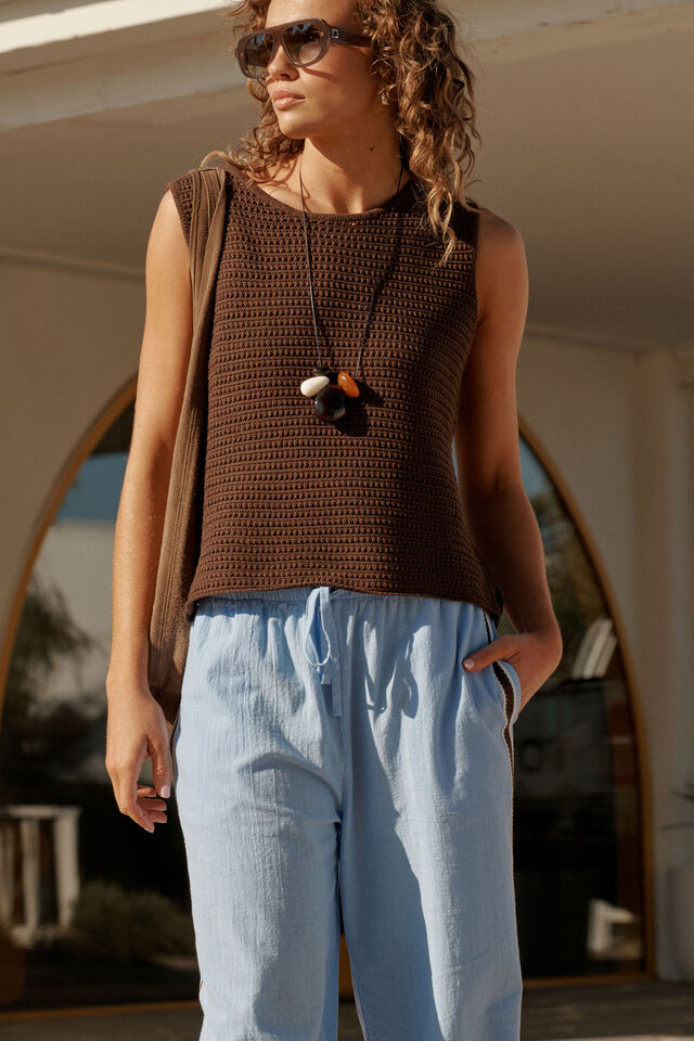 Margot Mesh Knit Tank - Chocolate. Ceres Life