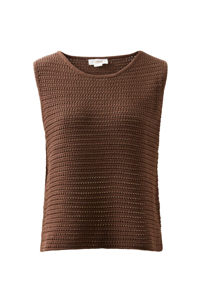 Margot Mesh Knit Tank - Chocolate. Ceres Life