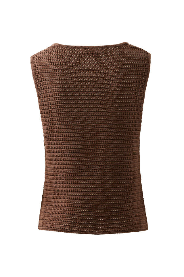 Margot Mesh Knit Tank - Chocolate. Ceres Life