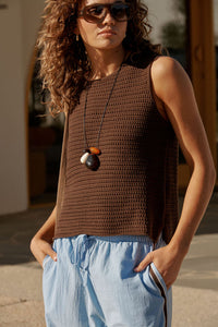 Margot Mesh Knit Tank - Chocolate. Ceres Life