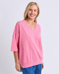 Mazie Vee Neck - Pink Lemonade. Elm