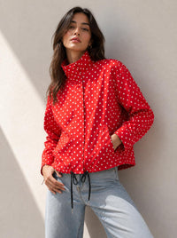 Mila Polka Dot Spray Jacket – Red. Sare Store