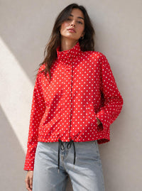 Mila Polka Dot Spray Jacket – Red. Sare Store