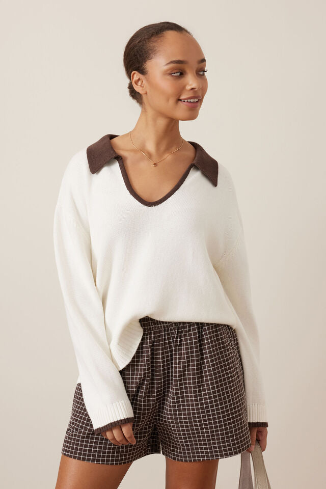 Mila Short - Textured Chocolate Check. Ceres Life