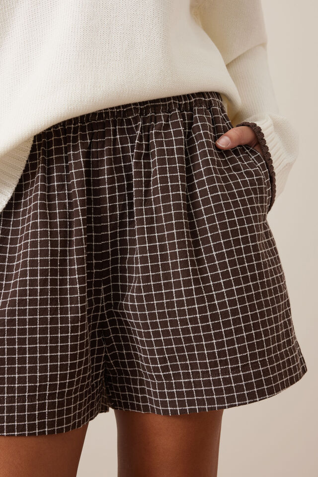 Mila Short - Textured Chocolate Check. Ceres Life