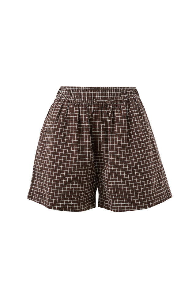 Mila Short - Textured Chocolate Check. Ceres Life