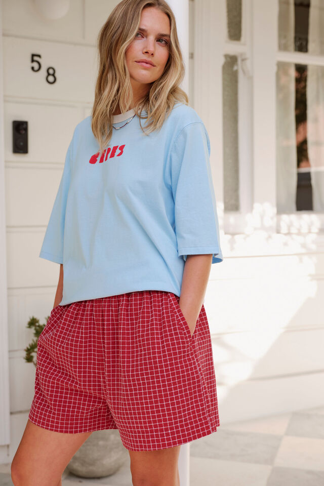 Mila Short - Textured Red Check. Ceres Life