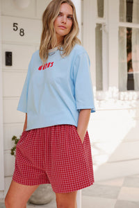 Mila Short - Textured Red Check. Ceres Life