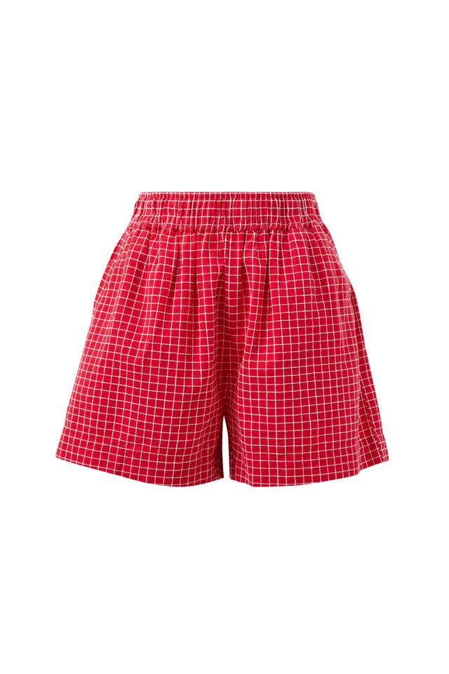 Mila Short - Textured Red Check. Ceres Life