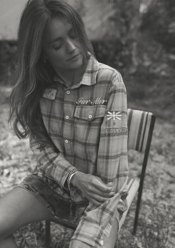Military Check Boyfriend Button Up
