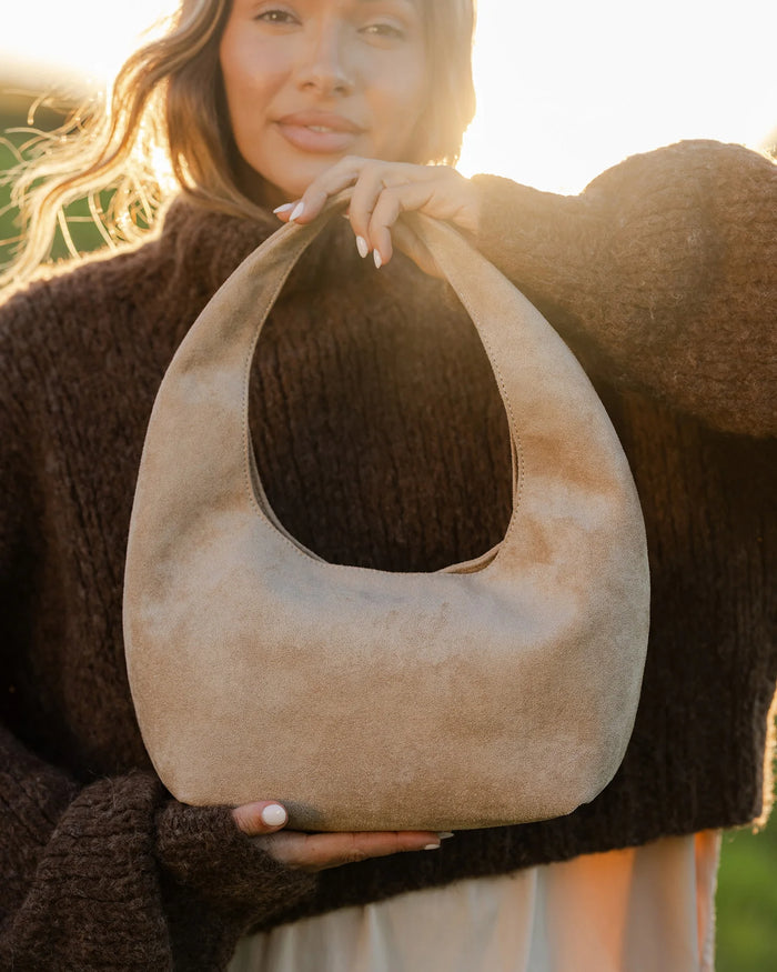Mini Monaco Suedette Shoulder Bag - Blonde. Louenhide