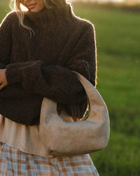 Mini Monaco Suedette Shoulder Bag - Blonde. Louenhide