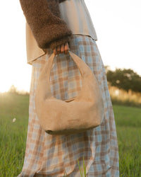 Mini Monaco Suedette Shoulder Bag - Blonde. Louenhide