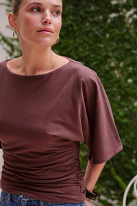 Molly Relaxed Sleeve Top - Brunette Brown. Ceres Life