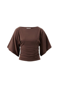 Molly Relaxed Sleeve Top - Brunette Brown. Ceres Life