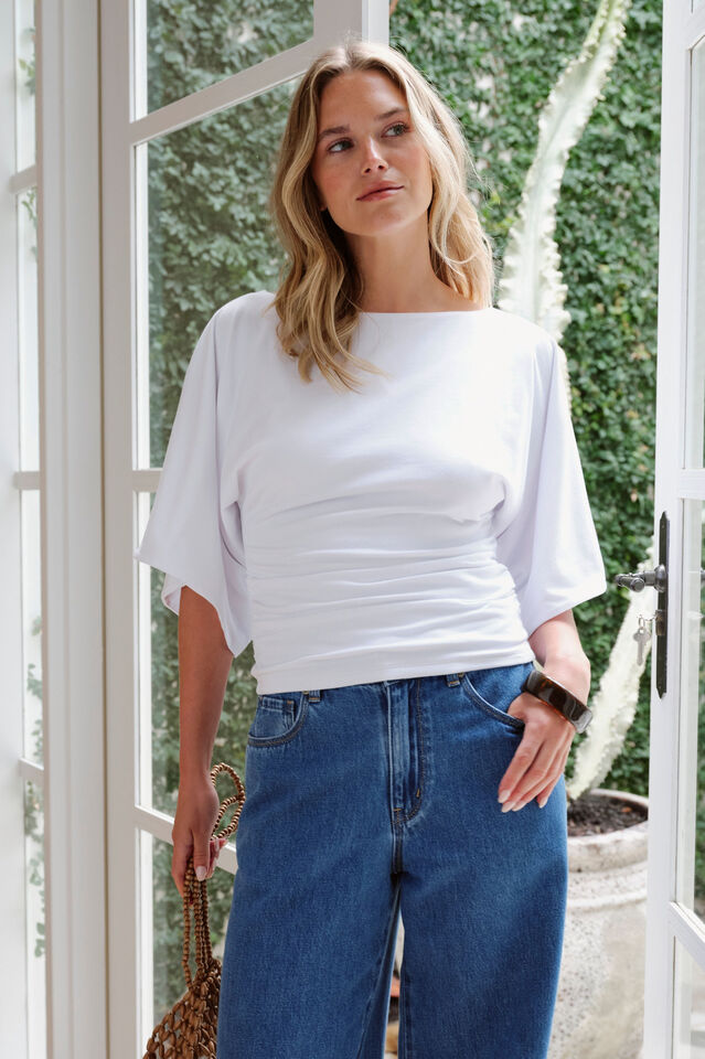 Molly Relaxed Sleeve Top - White. Ceres Life