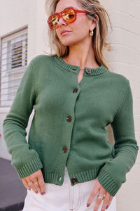 Nelly Long Sleeve Knit Cardi - Basil. Ceres Life