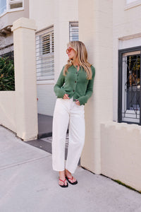 Nelly Long Sleeve Knit Cardi - Basil. Ceres Life