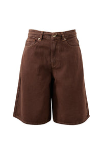 Olive Belted Denim Short - Chocolate