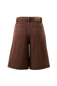 Olive Belted Denim Short - Chocolate
