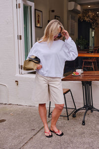 Olive Belted Denim Short - Fresh Sand. Ceres Life
