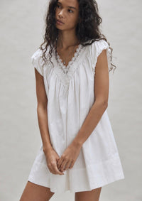Organic Cotton Lace Trim Dress - White