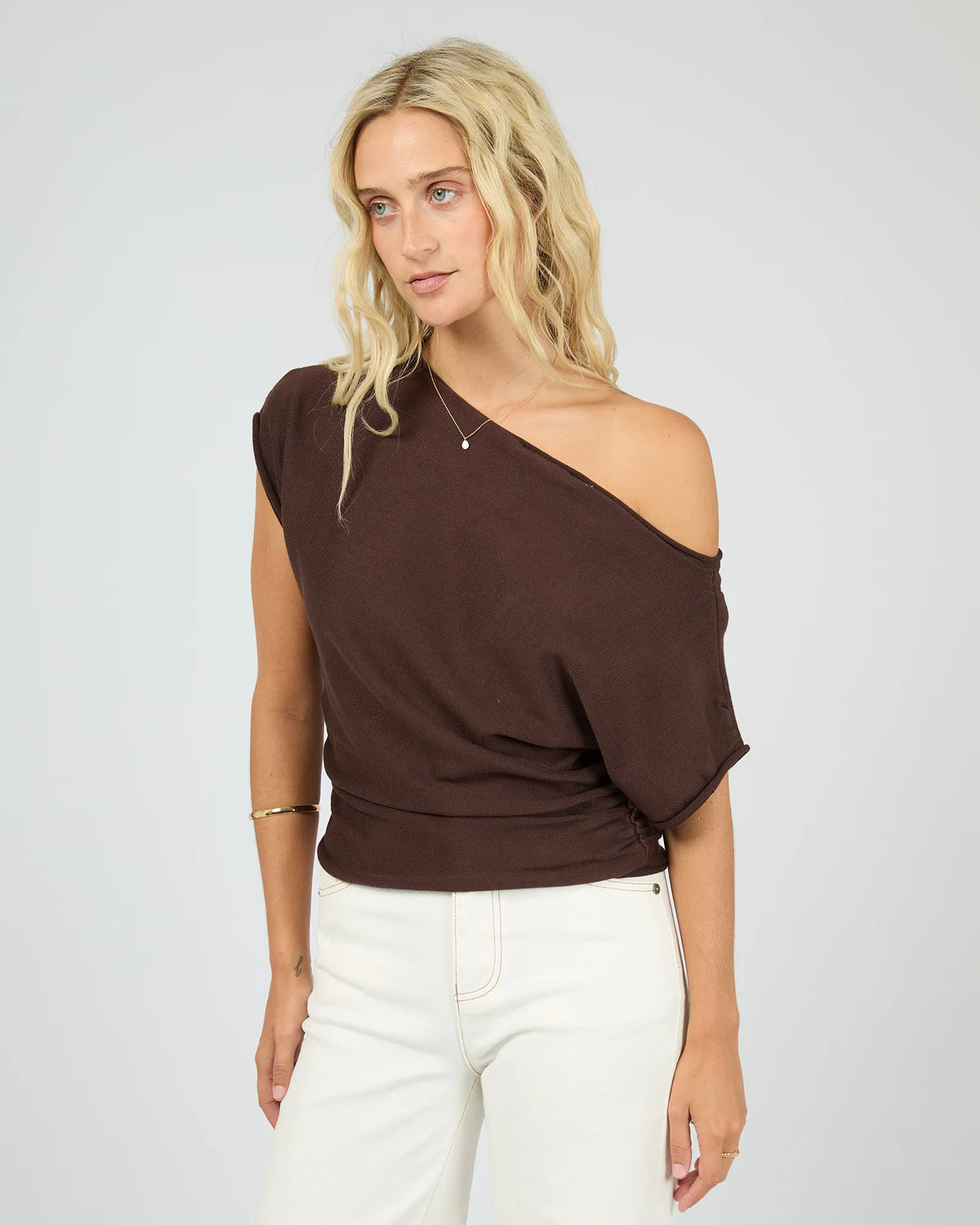Orla Off The Shoulder Top - Brown
