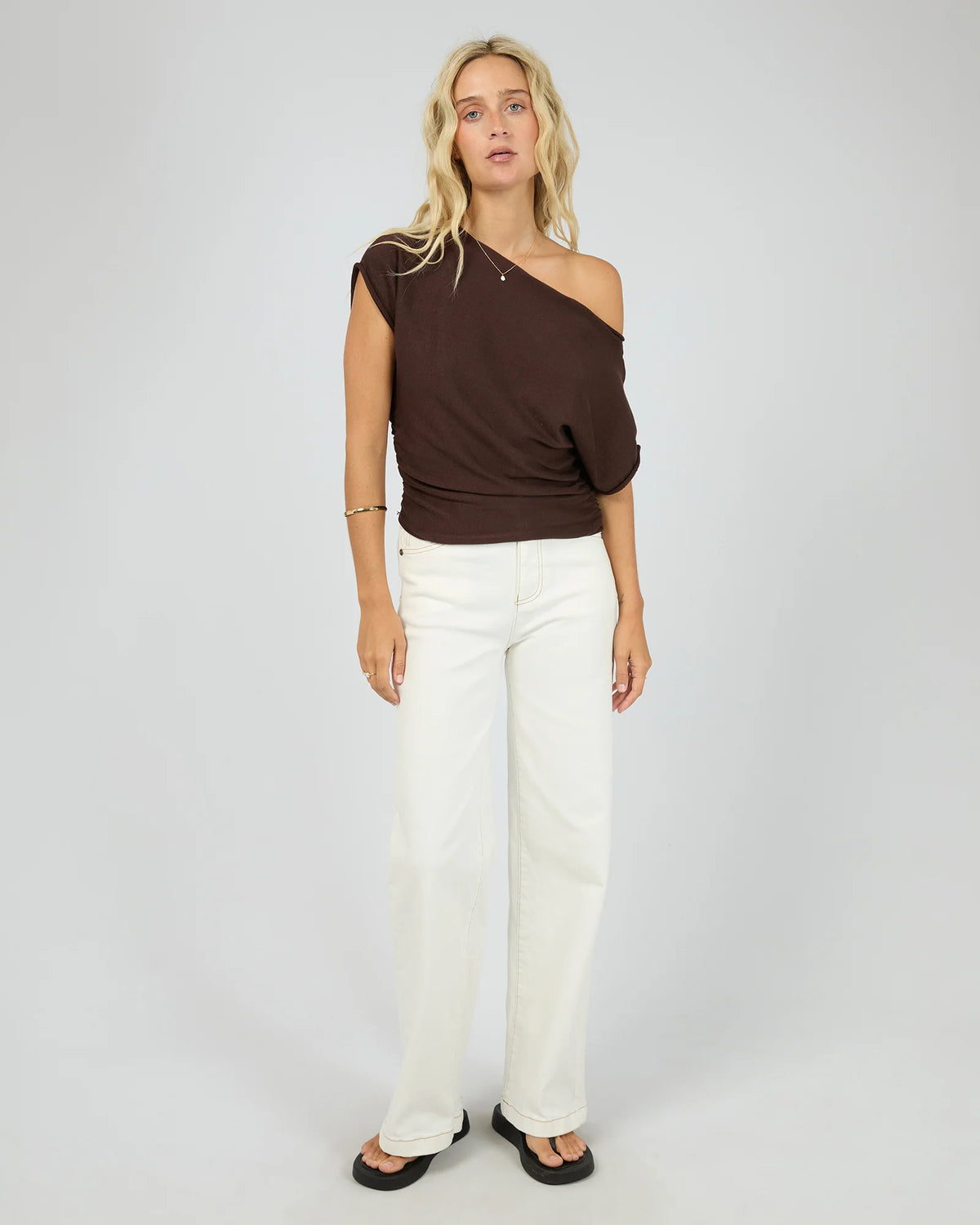 Orla Off The Shoulder Top - Brown