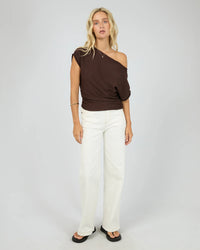 Orla Off The Shoulder Top - Brown