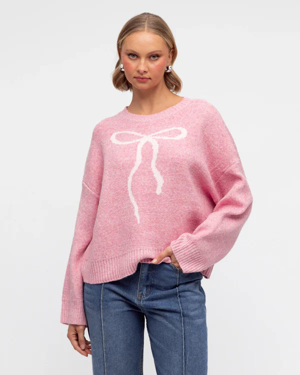 Pink Bow Knit Jumper