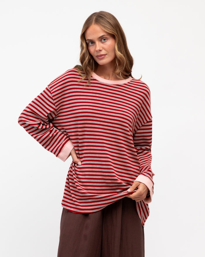 Tara Stripe Tee – Pink/Red