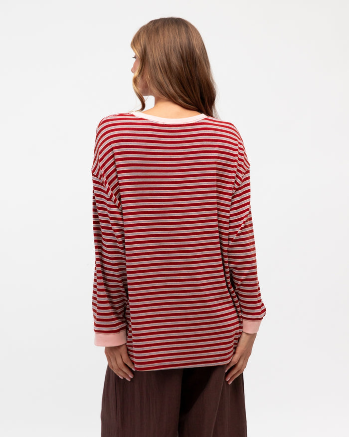 Tara Stripe Tee – Pink/Red
