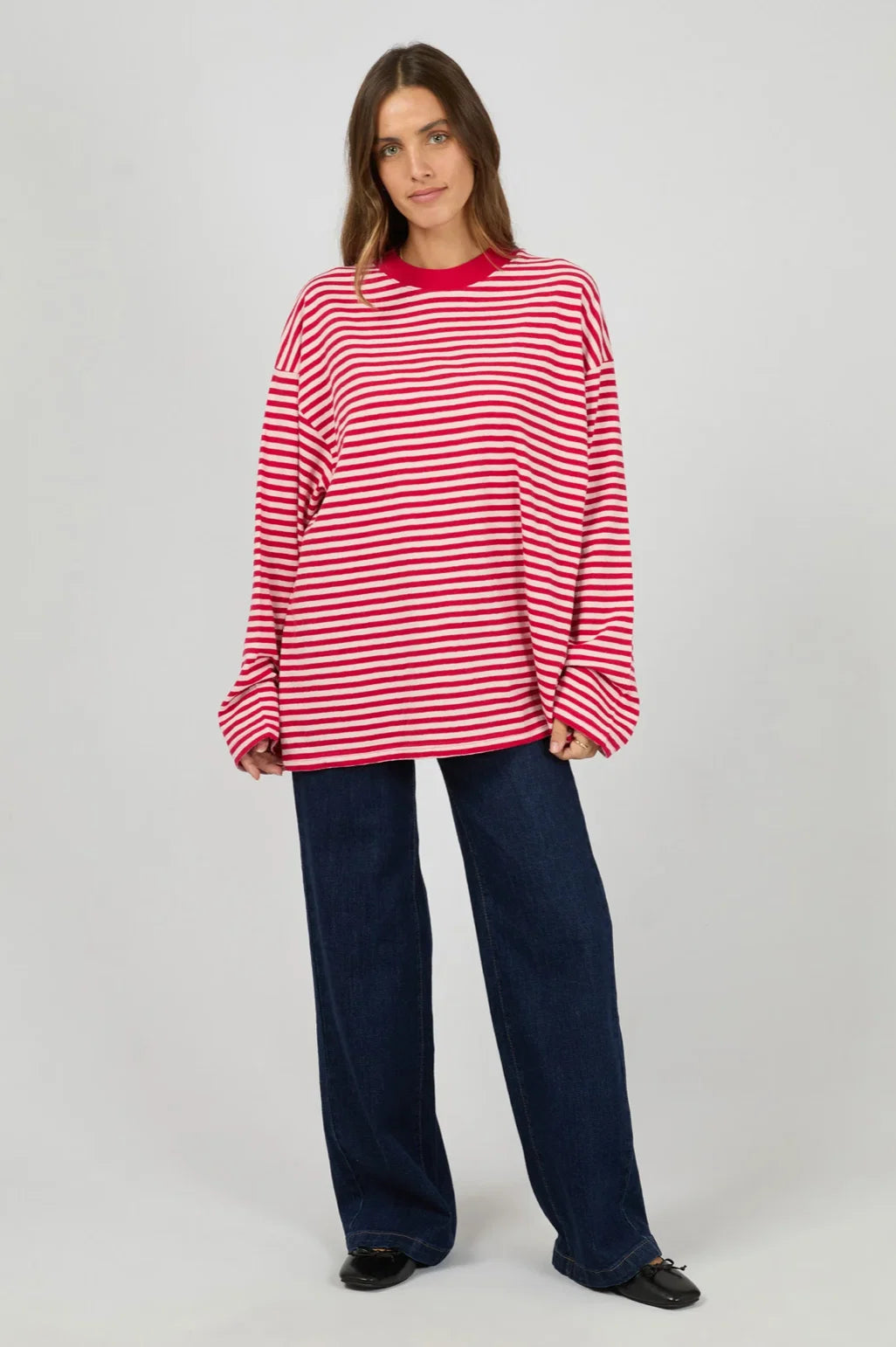 Paloma LS Stripe Tee - Ruby. All About Eve
