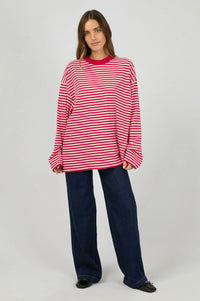 Paloma LS Stripe Tee - Ruby. All About Eve