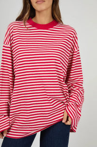 Paloma LS Stripe Tee - Ruby. All About Eve
