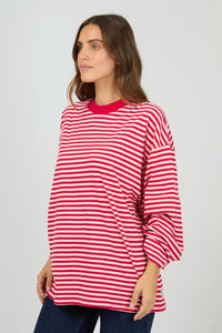 Paloma LS Stripe Tee - Ruby. All About Eve