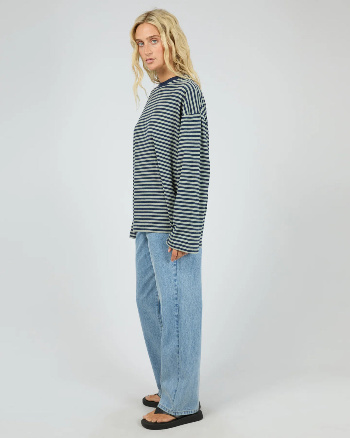 Paloma LS Stripe Tee - Sage. All About Eve