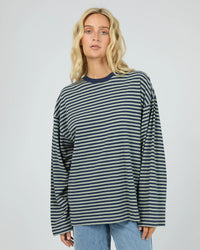 Paloma LS Stripe Tee - Sage. All About Eve