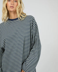 Paloma LS Stripe Tee - Sage. All About Eve