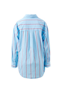 Peta Oversized Shirt - Fresh Blue Red Bold Stripe. Ceres Life