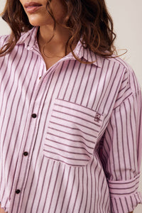 Peta Oversized Shirt - Sunfaded Pink Stripe. Ceres Life