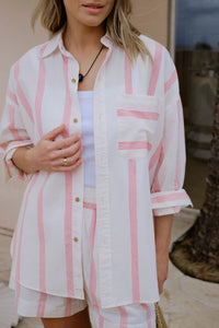 Peta Oversized Shirt - Variegated Red Stripe