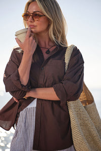 Peta Oversized Shirt - Chocolate