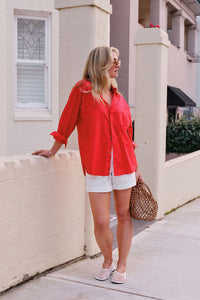 Peta Oversized Shirt - Heritage Red. Ceres Life