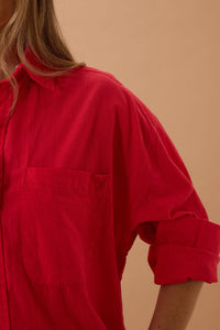 Peta Oversized Shirt - Heritage Red. Ceres Life