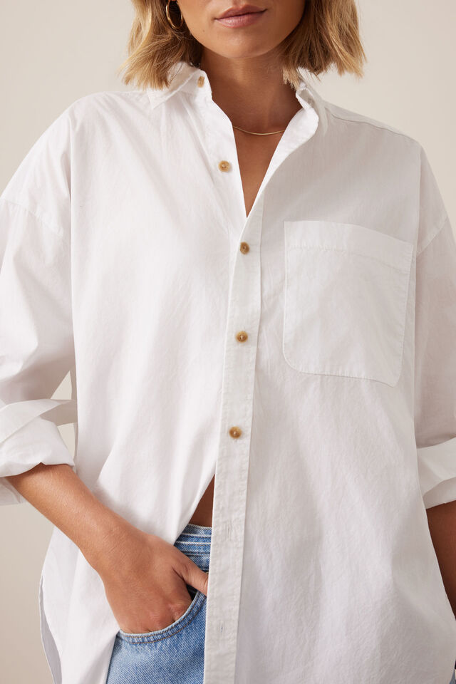 Peta Oversized Shirt - White Organic Cotton