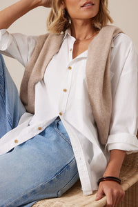 Peta Oversized Shirt - White Organic Cotton