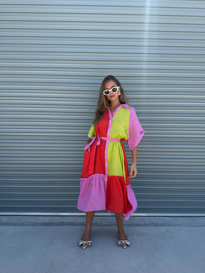 La Bohème Girls Moxie Midi Dress Candy Stripe