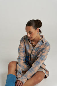 Pip Shirt Dress - Aperol Check. Summi Summi