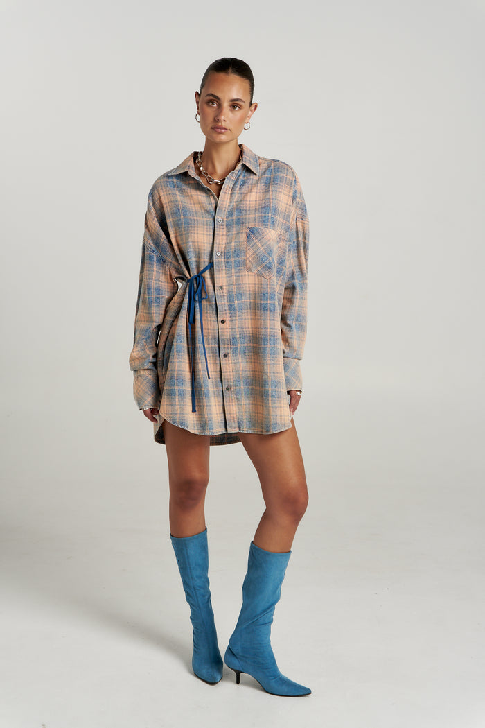 Pip Shirt Dress - Aperol Check. Summi Summi